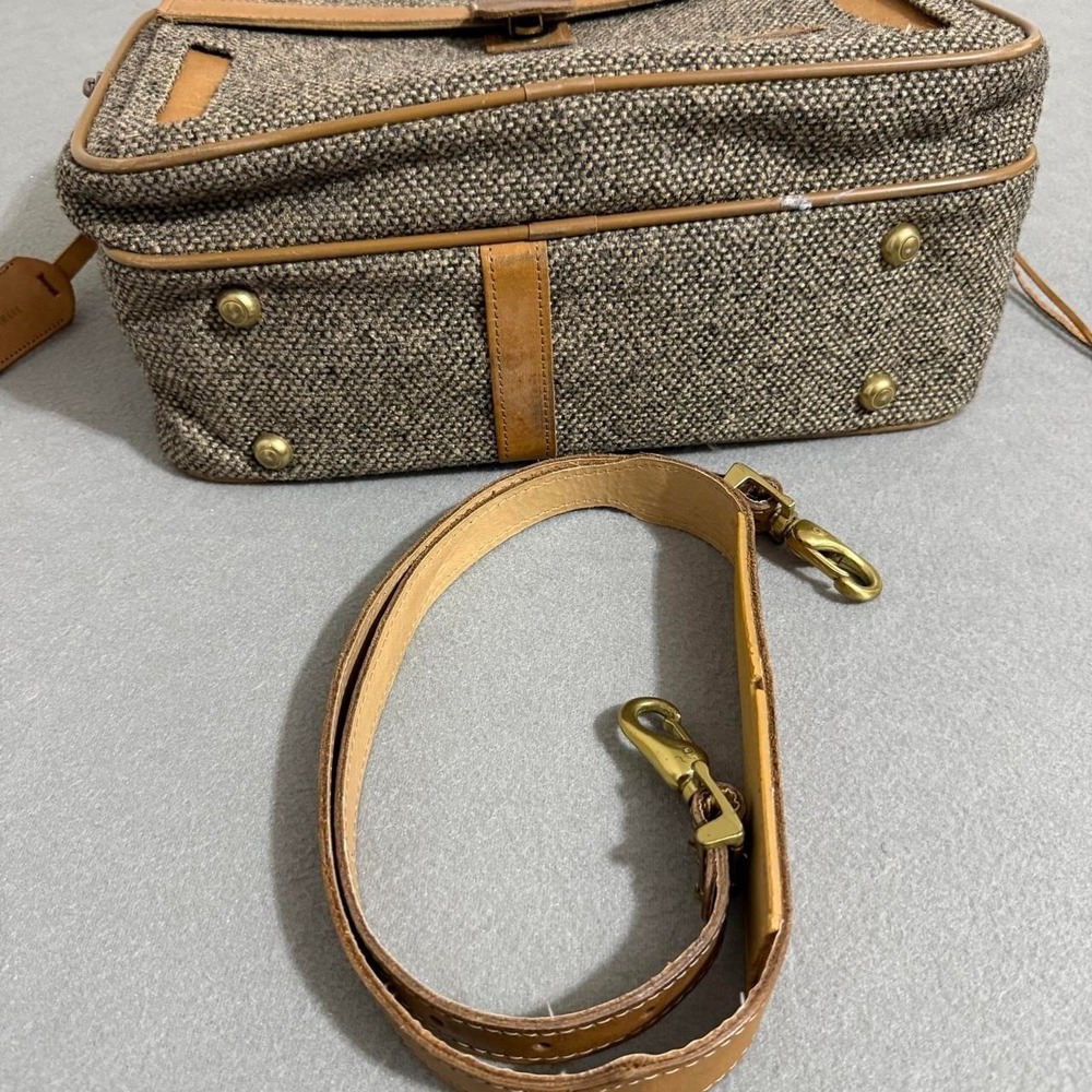 VtgHartmann Tweed Belting Leather Carry On Shoulder Bag Luggage Strap old money